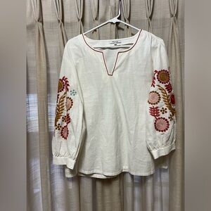 Madewell embroidered 3/4 sleeve blouse, XL